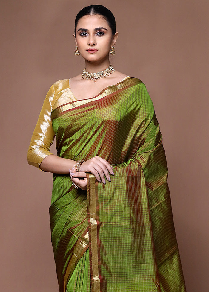 Green Kanjivaram Silk Saree With Blouse Piece Visit Sale Online