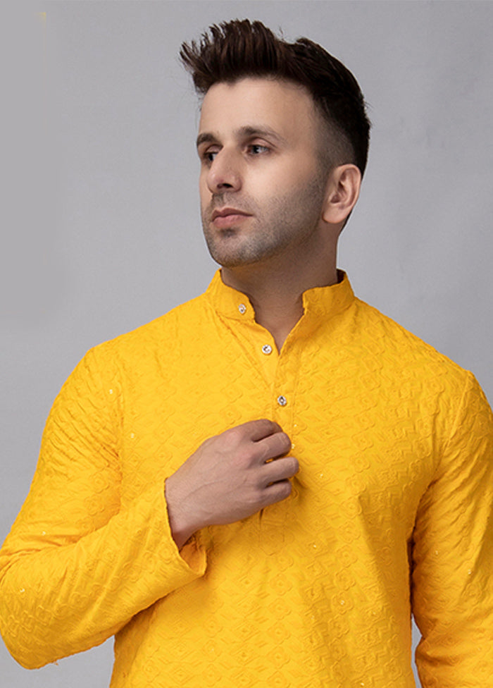 Yellow Viscose Embroidered Knee Length Kurta For Cheap Cheap Online