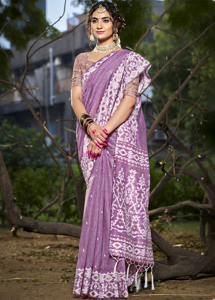 Purple Cotton Saree With Blouse Piece Outlet Wiki