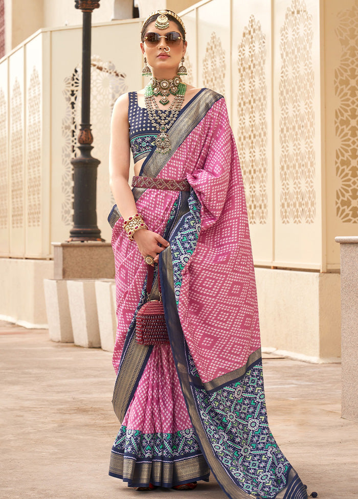 Pink Dupion Silk Saree With Blouse Piece Top Quality For Sale