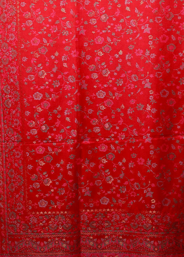 Red Butta Work With Zari Woven Border Shawl Sale Affordable