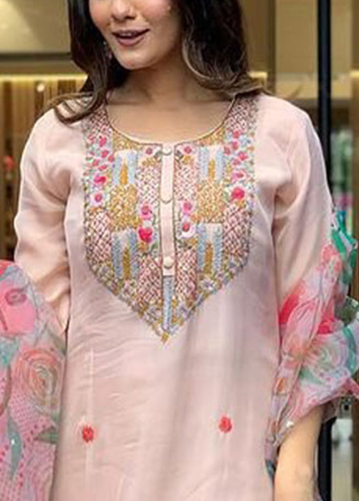 3 Pc Baby Pink Readymade Silk Suit Set Buy Online Cheap