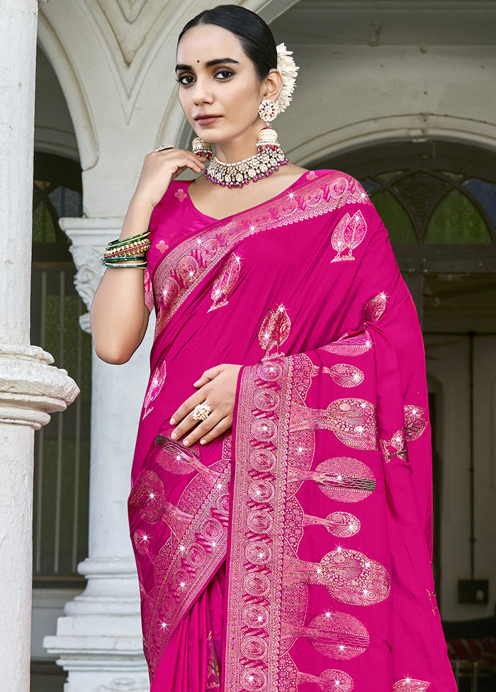 Pink Spun Silk Saree With Blouse Piece Really For Sale