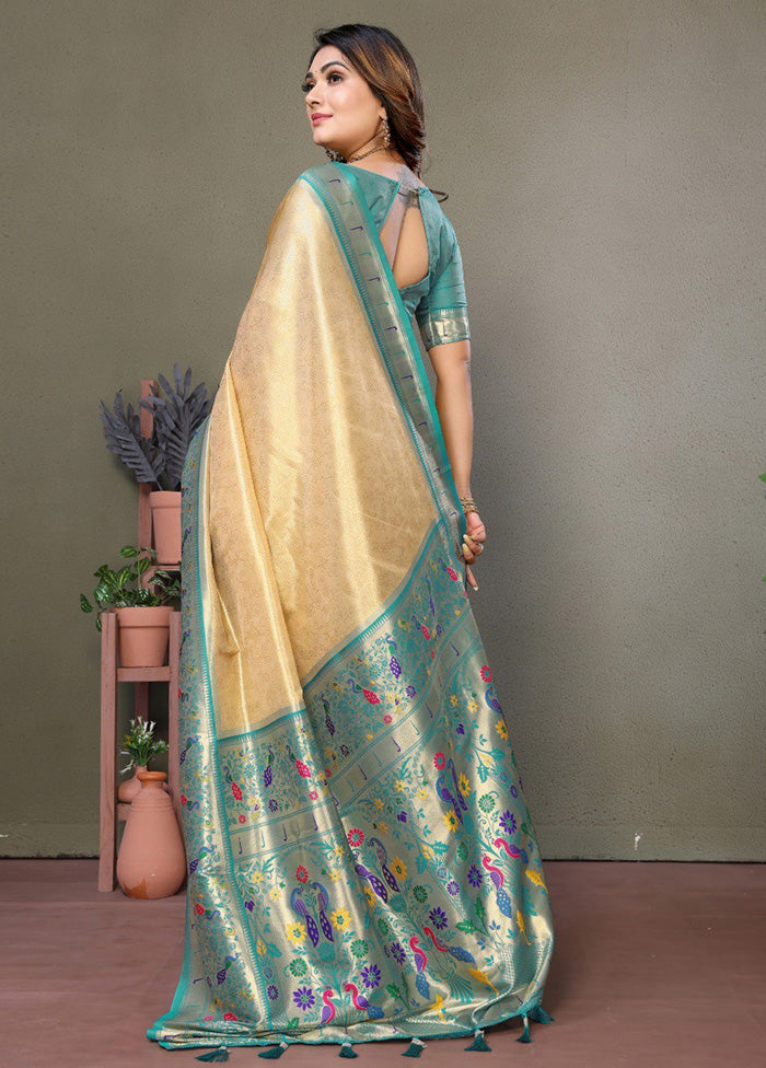 Beige Banarasi Silk Saree With Blouse Piece Outlet Finishline