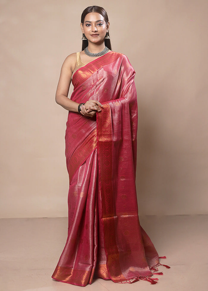 Red Tissue Silk Saree With Blouse Piece For Sale Free Shipping