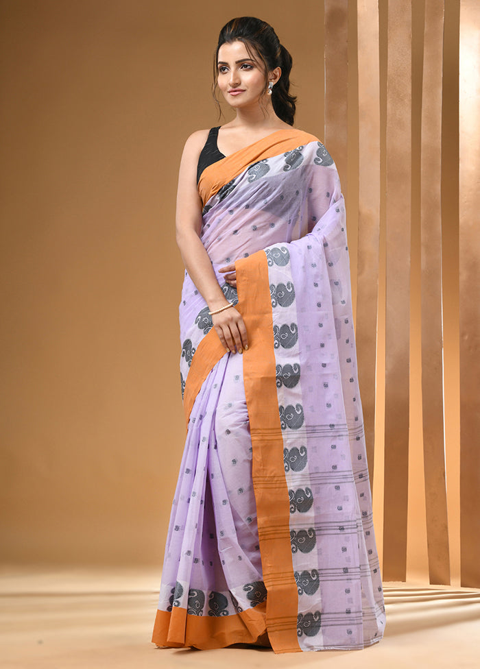 Lavender Cotton Woven Work Saree Without Blouse Piece Clearance Store Cheap Online