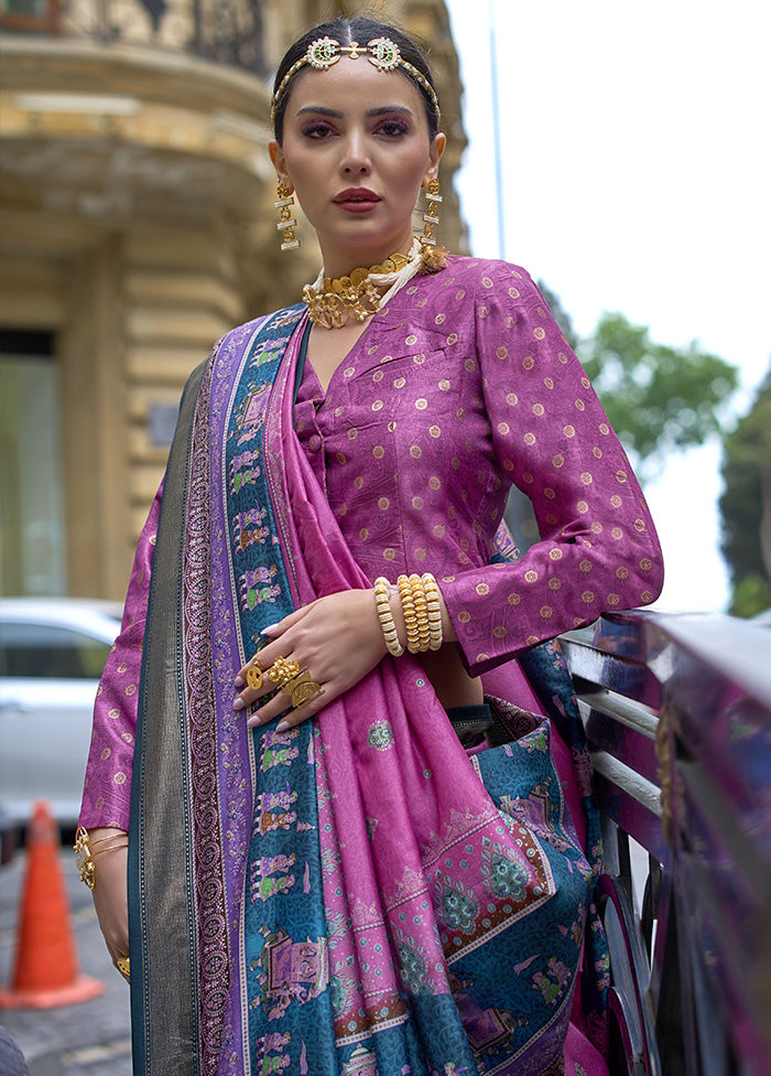 Purple Spun Silk Saree With Blouse Piece Outlet Store Cheap Online