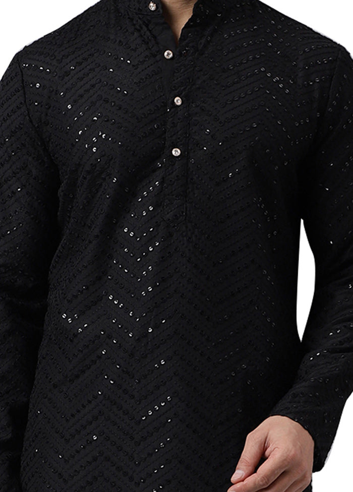 Black Silk Embroidered Kurta Cheapest Cheap Online