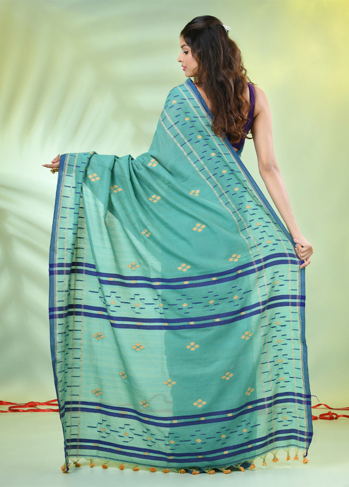 Sea Green Pure Cotton Saree With Blouse Piece Buy Cheap Fake