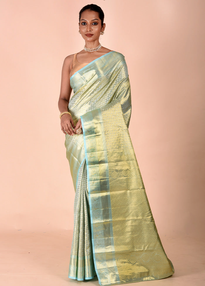 Green Handloom Kanchipuram Pure Silk Saree With Blouse Piece Free Shipping Cheap Online