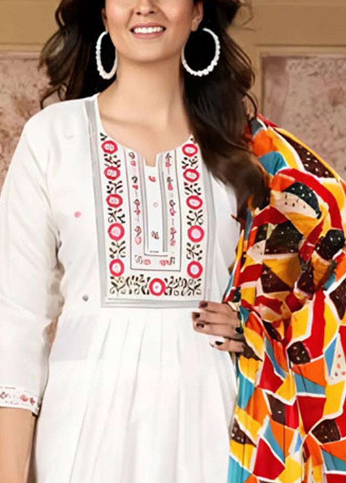 3 Pc White Readymade Viscose Suit Set Cheap Sale Wiki