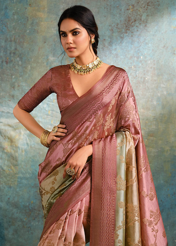 Pink Spun Silk Saree With Blouse Piece Buy Cheap Visit