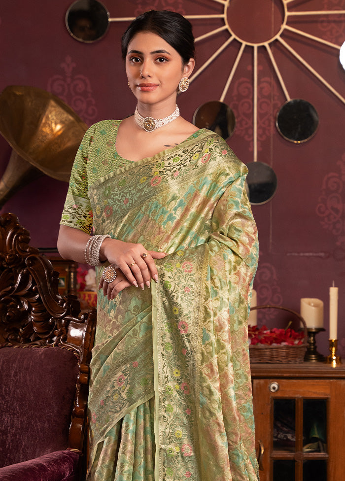 Pista Green Spun Silk Saree With Blouse Piece Free Shipping Release Dates