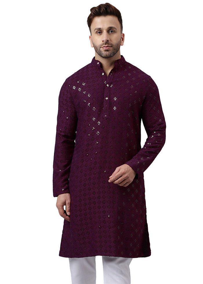 Maroon Silk Embroidered Kurta Cheap Online Store