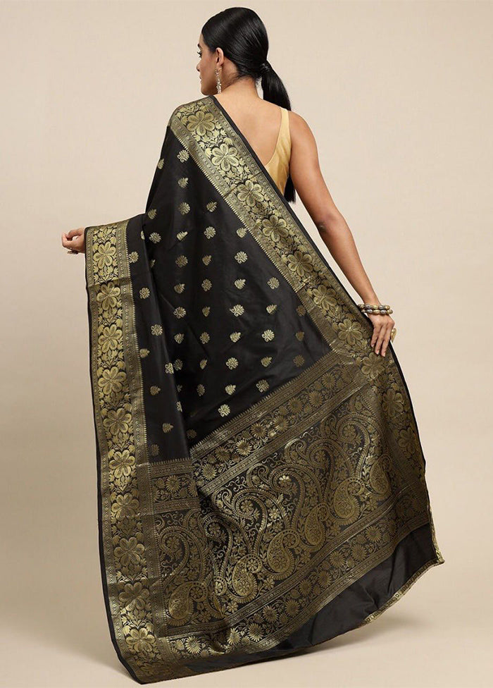 Black Banarasi Silk Saree With Blouse Piece Comfortable Cheap Online