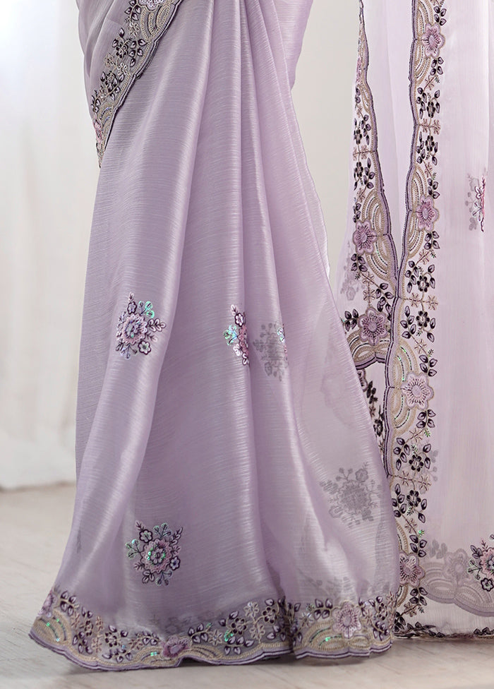 Lavender Spun Silk Saree With Blouse Piece Pictures For Sale