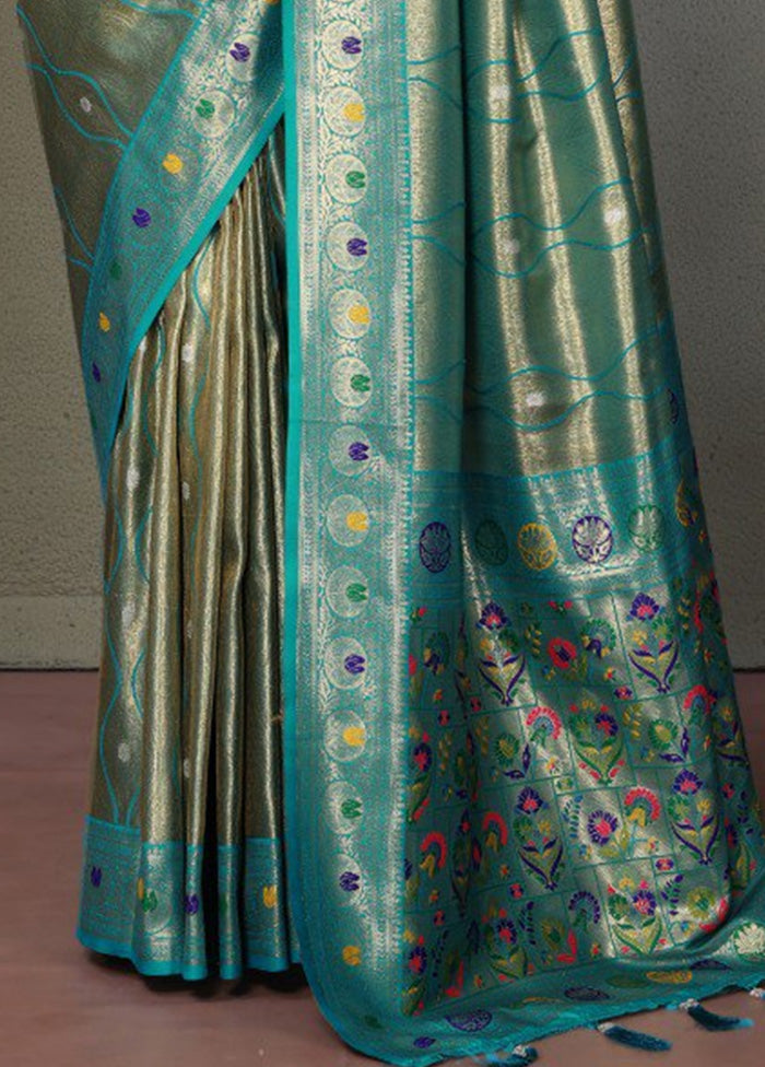 Sea Green Banarasi Silk Saree With Blouse Piece Tumblr Sale Online