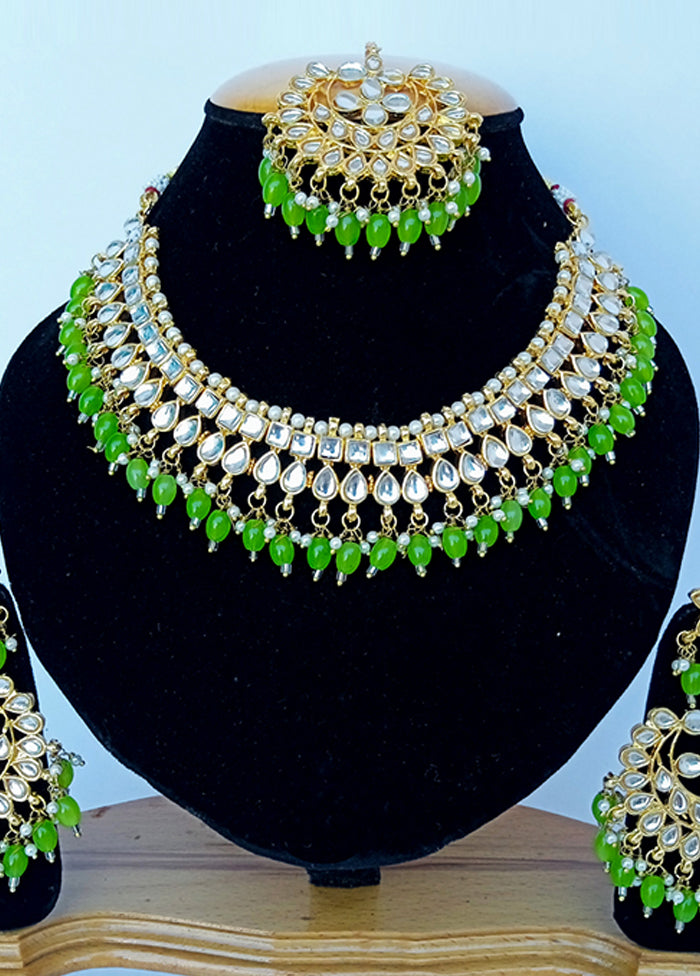 Green Alloy Cz Stone Jewellery Set Outlet Good Selling