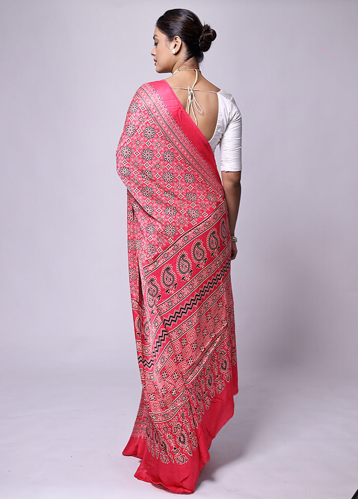 Pink Pure Modal Silk Saree Without Blouse Piece Discount 2025