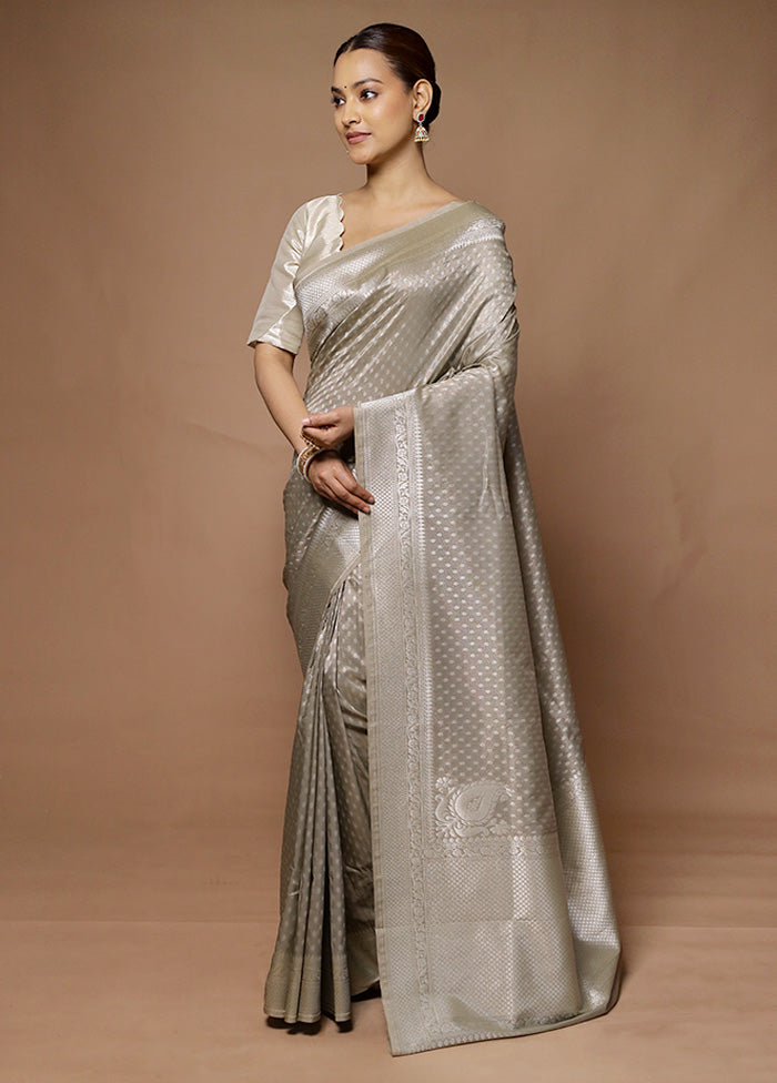 Grey Tissue Silk Saree With Blouse Piece Free Shipping Pick A Best