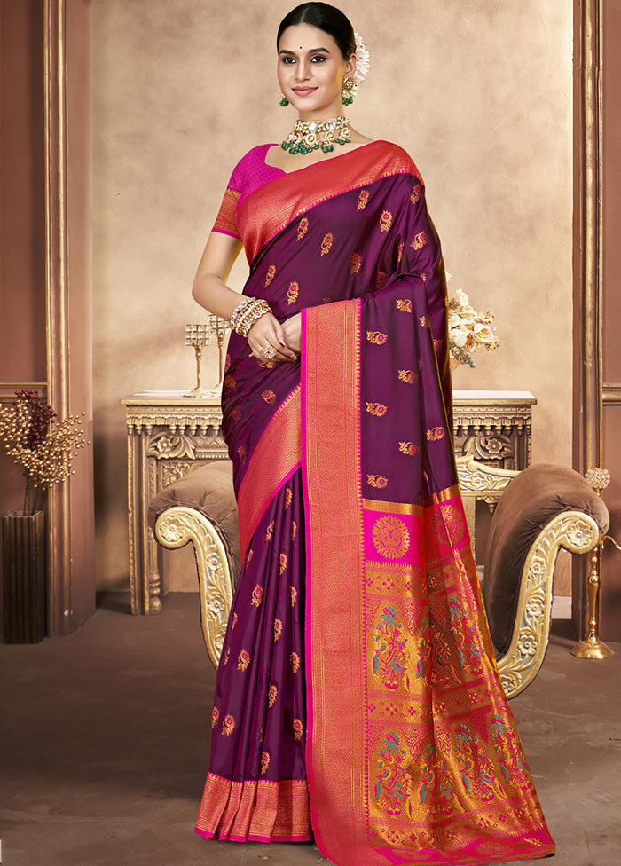 Purple Spun Silk Saree With Blouse Piece Quality From China Cheap