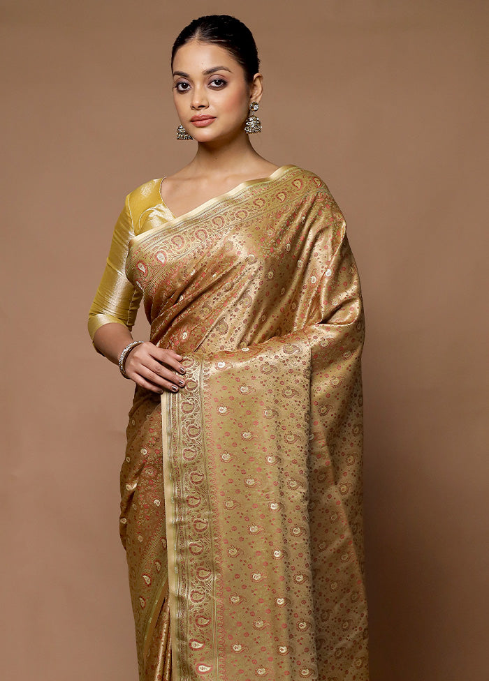 Cream Handloom Tanchoi Pure Silk Saree With Blouse Piece Free Shipping Get Authentic