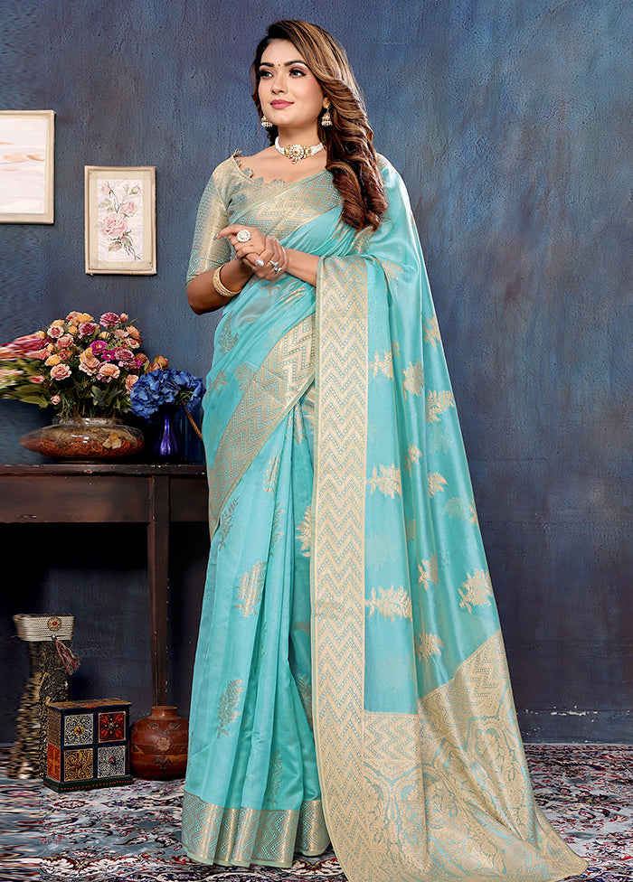 Firoza Organza Saree With Blouse Piece Outlet Fashionable