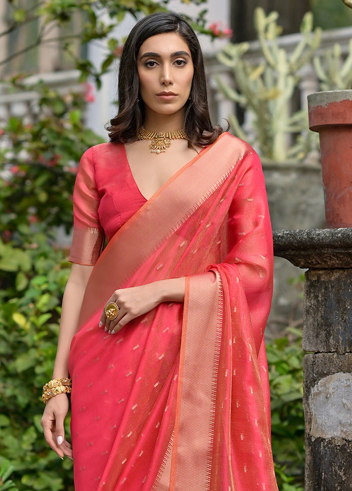 Pink Tussar Silk Saree With Blouse Piece 2025 Unisex Cheap Pice