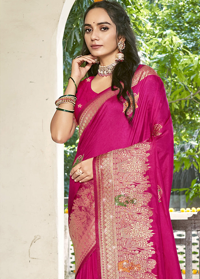 Pink Spun Silk Saree With Blouse Piece Perfect Cheap Online