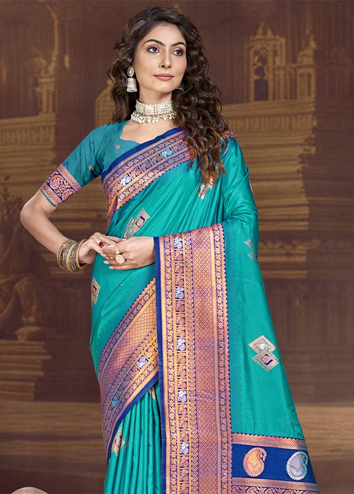 Sky Blue Dupion Silk Saree With Blouse Piece Cheap Pice Wholesale Pice