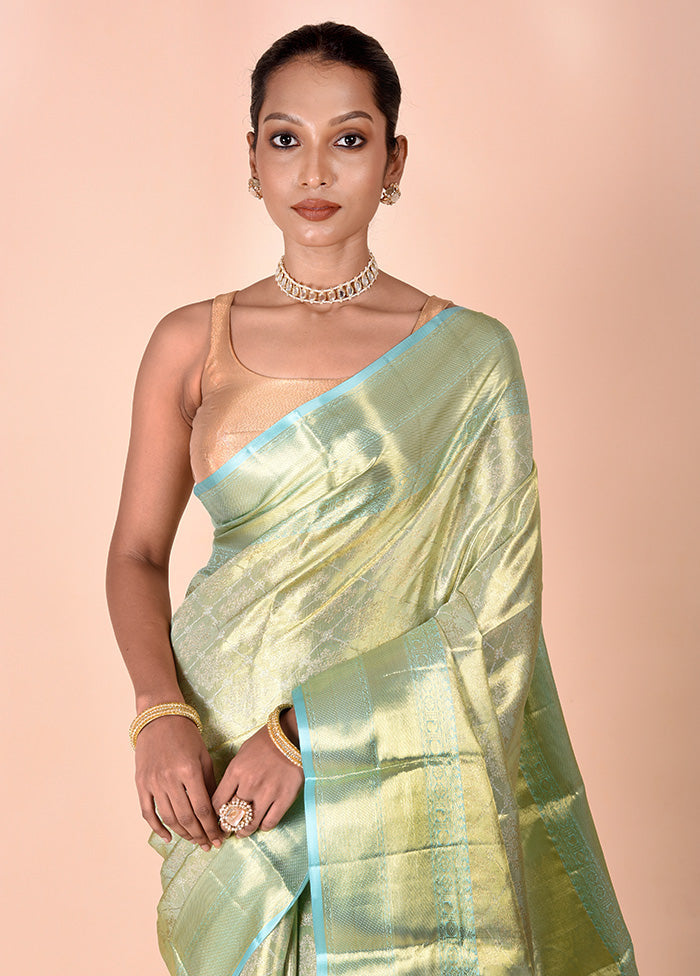 Green Handloom Kanchipuram Pure Silk Saree With Blouse Piece Sale Wide Range Of