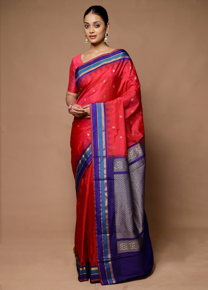 Pink Kanjivaram Silk Saree With Blouse Piece Discount Outlet Locations