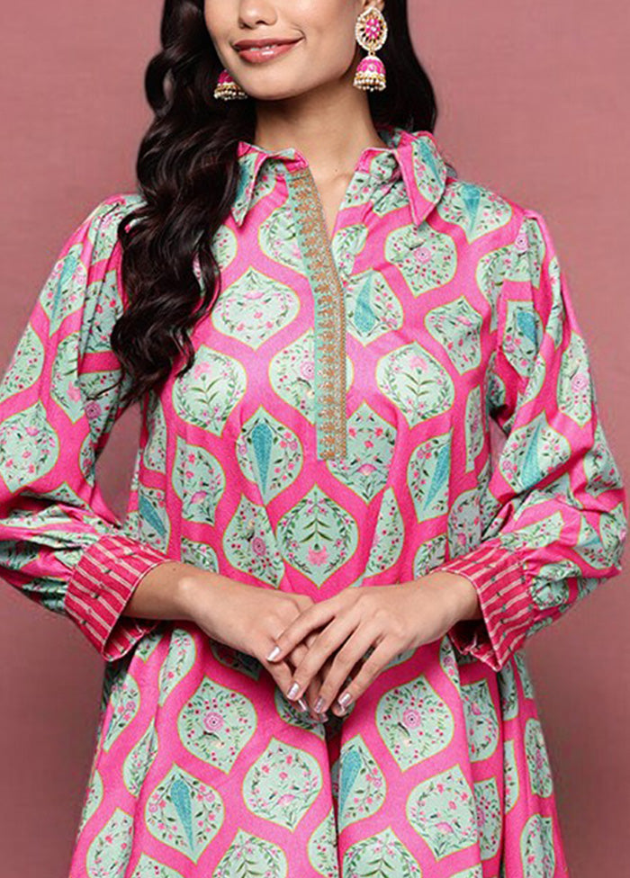 2 Pc Pink Readymade Velvet Tunic Set Popular Sale Online