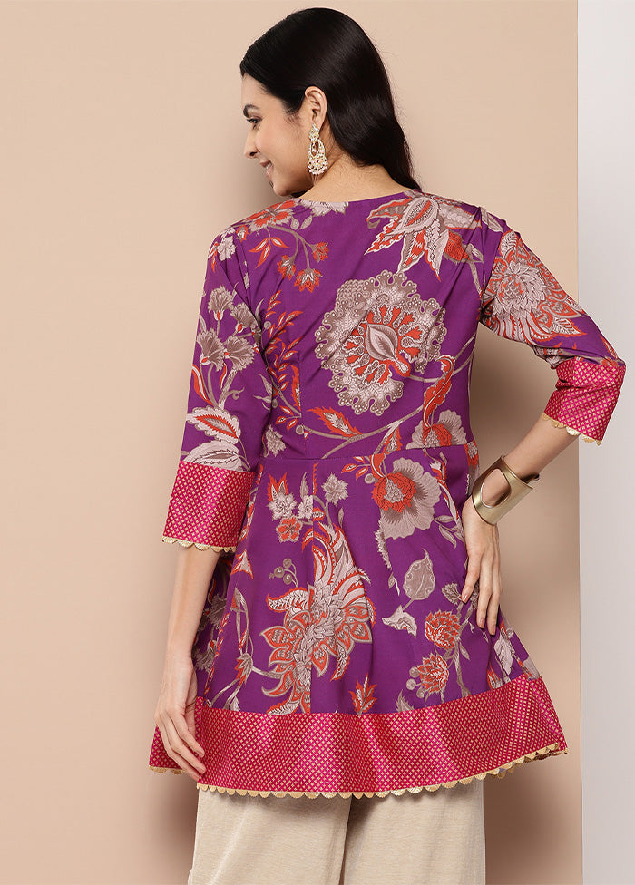 Purple Readymade Silk Tunic Cheap Sale Professional