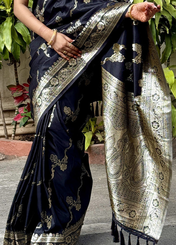 Black Banarasi Silk Saree With Blouse Piece Buy Cheap Extremely