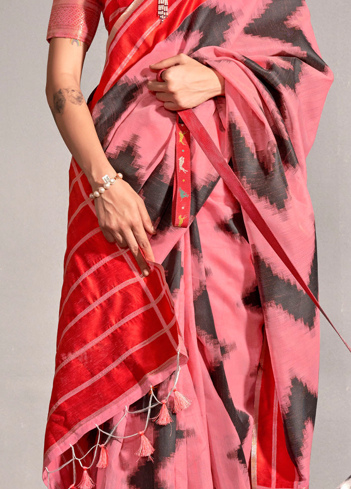 Pink Spun Silk Saree With Blouse Piece Outlet Purchase