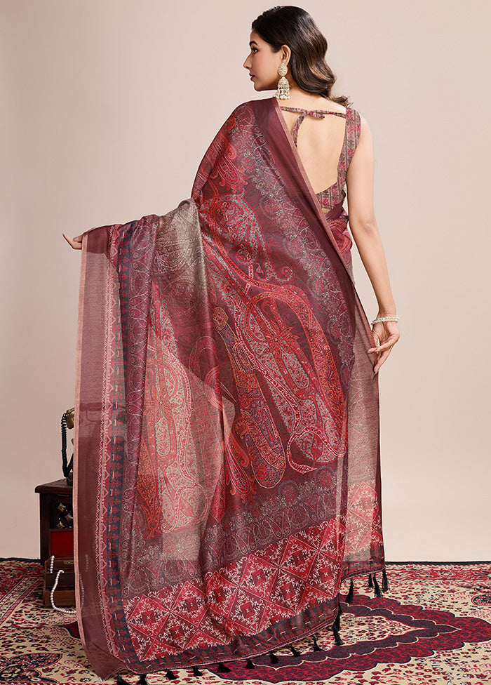 Multicolor Linen Silk Saree With Blouse Piece Sale Footlocker