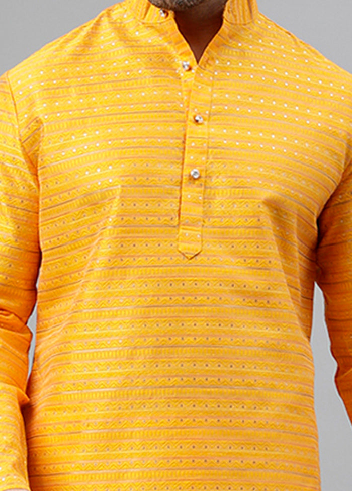 Orange Viscose Jacquard Long Kurta Clearance Geniue Stockist