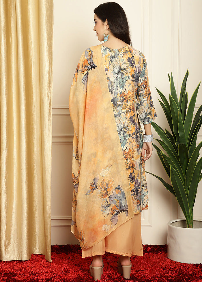 3 Pc Multicolor Unstitched Silk Suit Set Free Shipping Supply