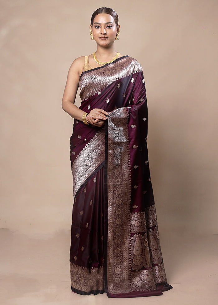 Purple Katan Silk Saree With Blouse Piece Clearance Limited Edition