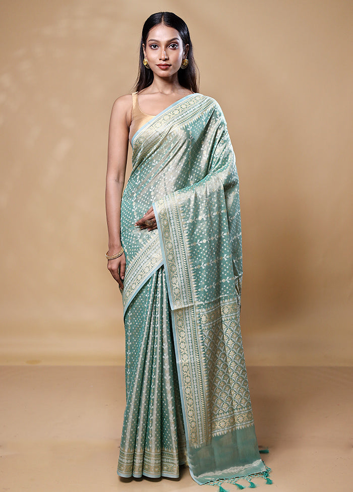 Green Tissue Silk Saree With Blouse Piece Best Place To Buy