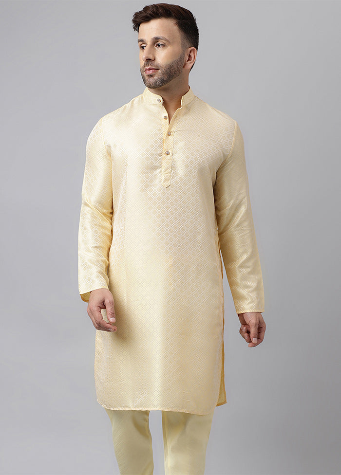 Cream Viscose Jacquard Long Kurta Browse Cheap Online