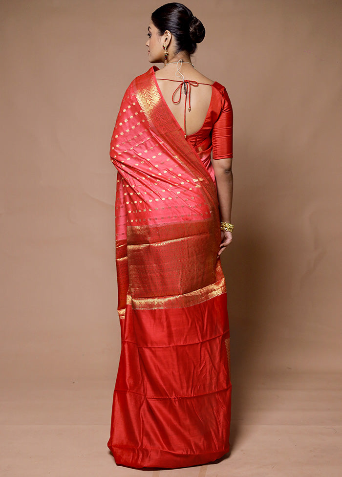 Red Handloom Dupion Pure Silk Saree With Blouse Piece Cheap Sale Pick A Best