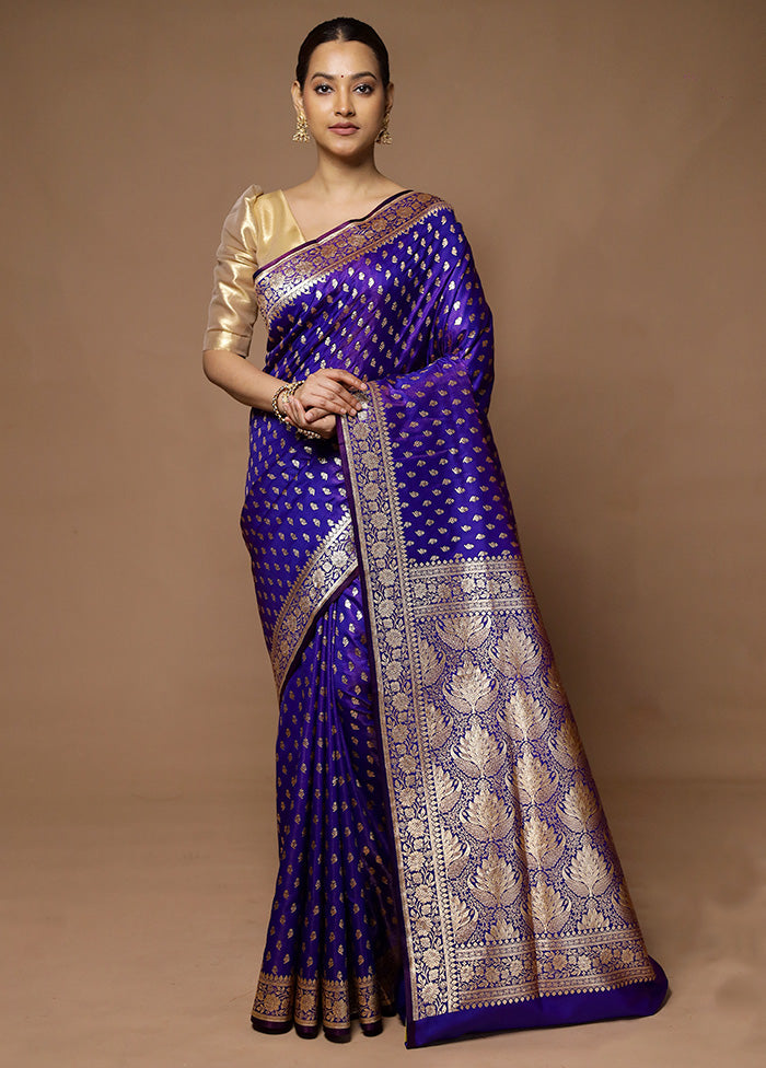 Purple Banarasi Silk Saree With Blouse Piece Sale Sast