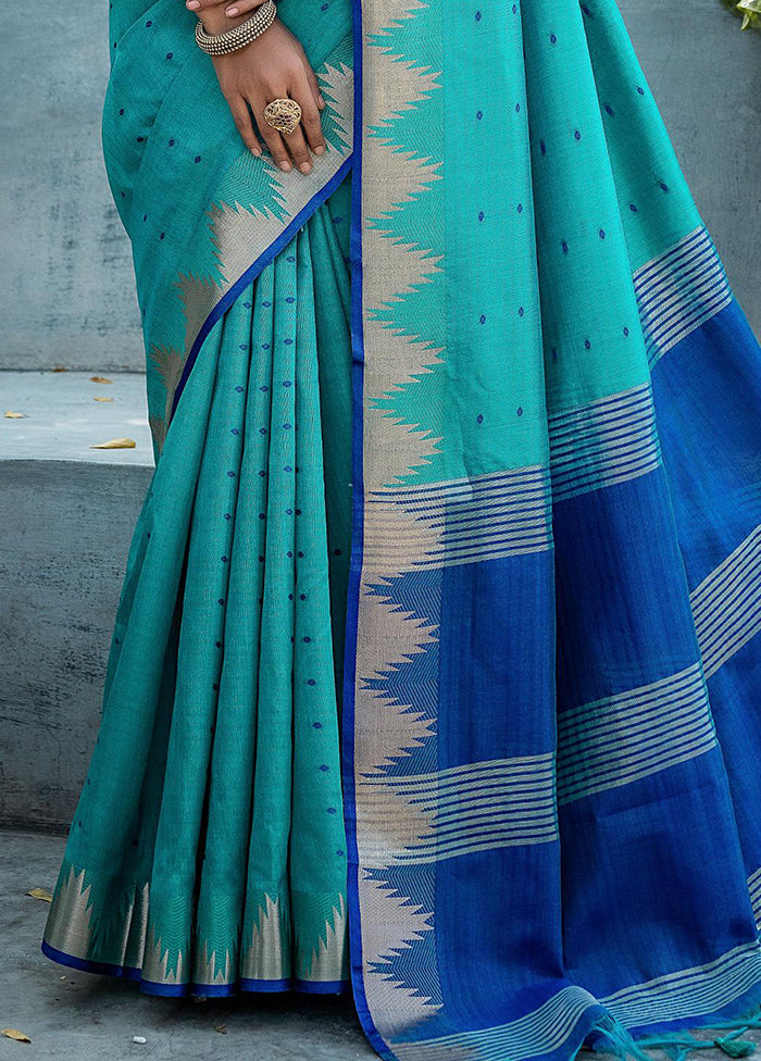 Rama Tussar Silk Saree With Blouse Piece Free Shipping Top Quality