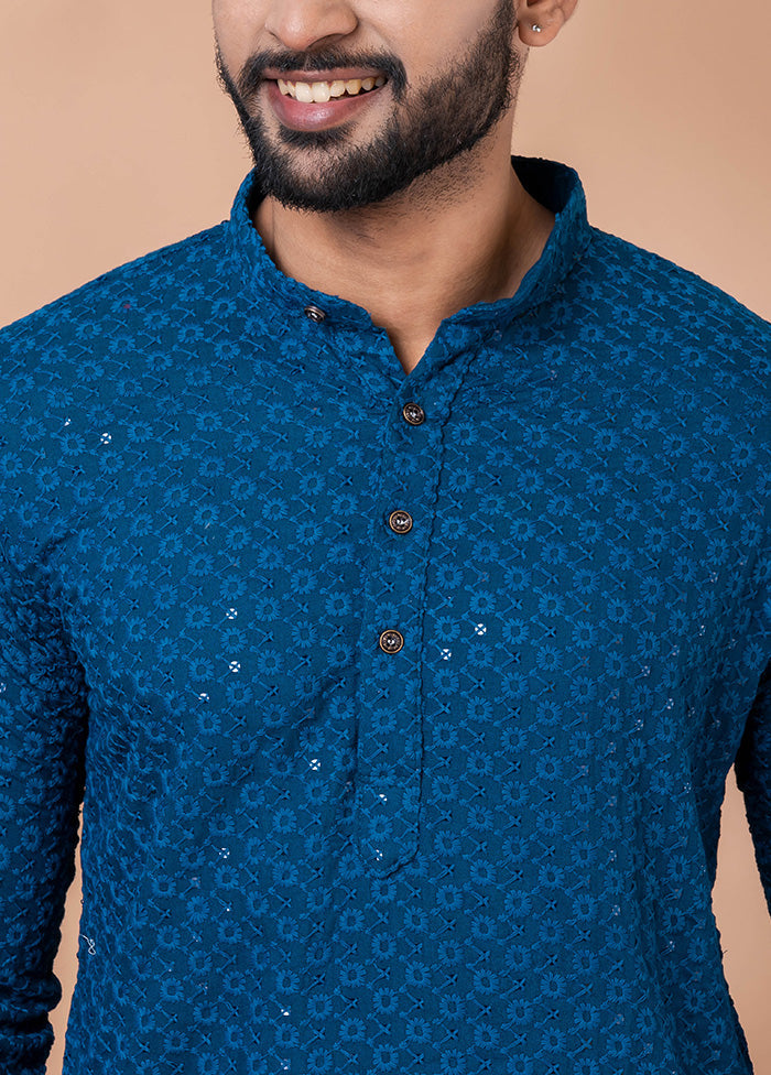 Teal Silk Kurta And Pajama Set Sale Deals