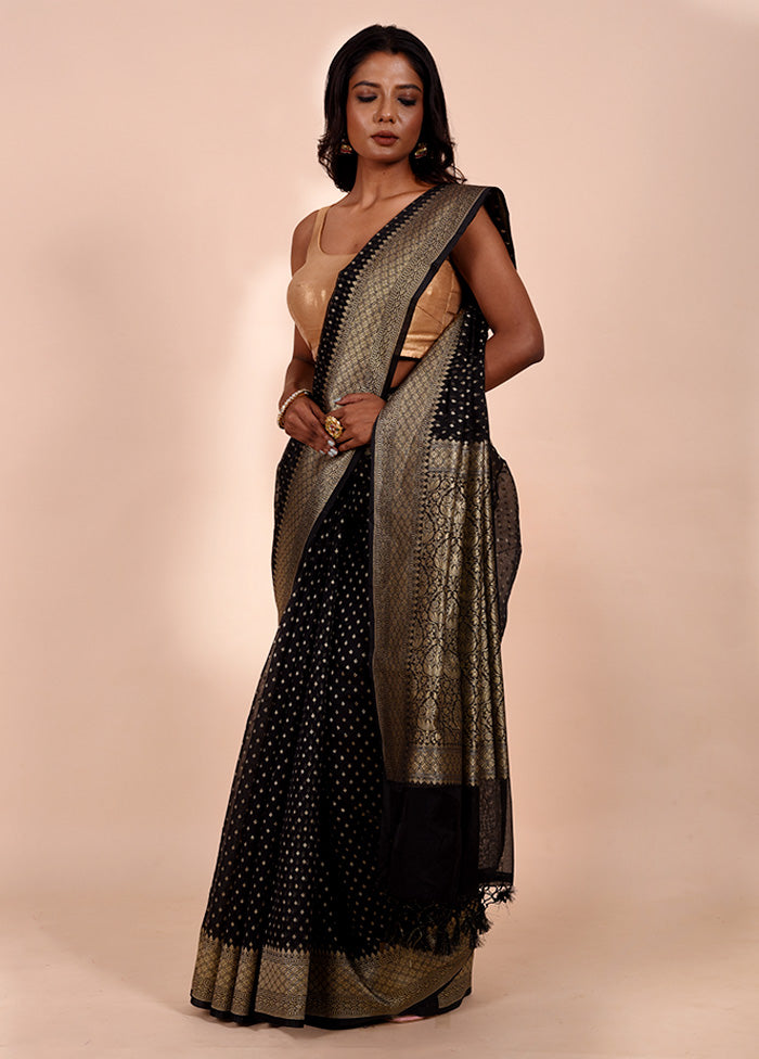 Black Kora Silk Saree With Blouse Piece Clearance Cheap Real