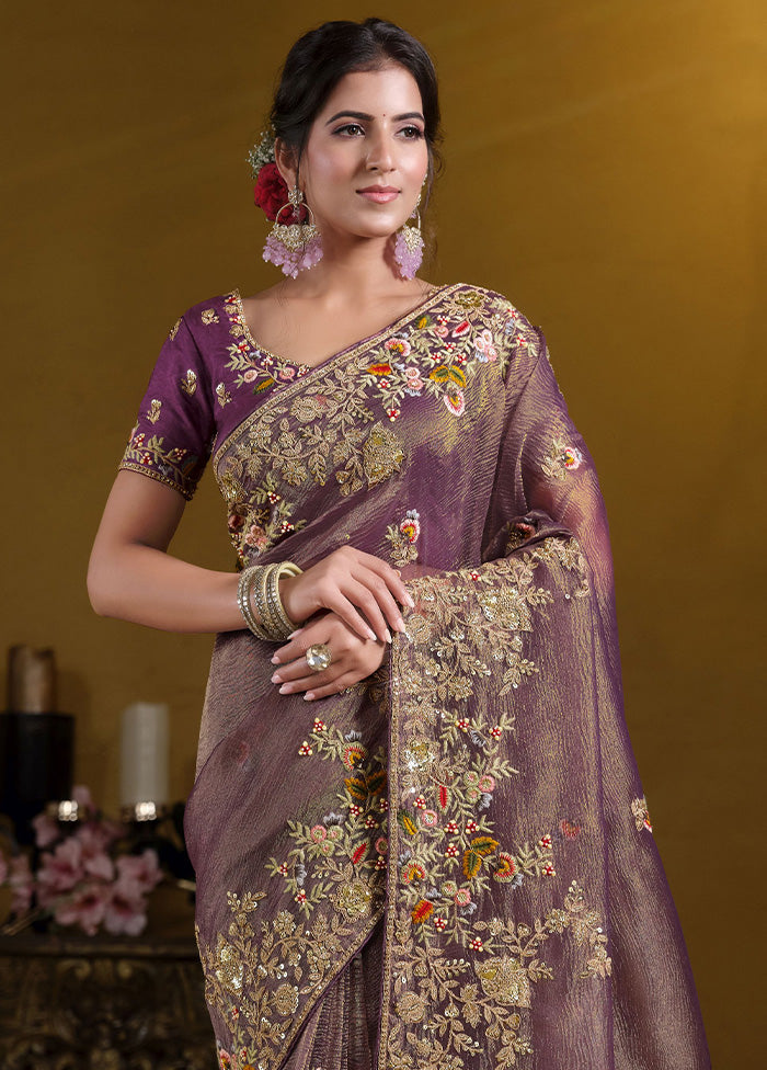 Purple Banarasi Pure Silk Saree With Blouse Piece Amazon Online