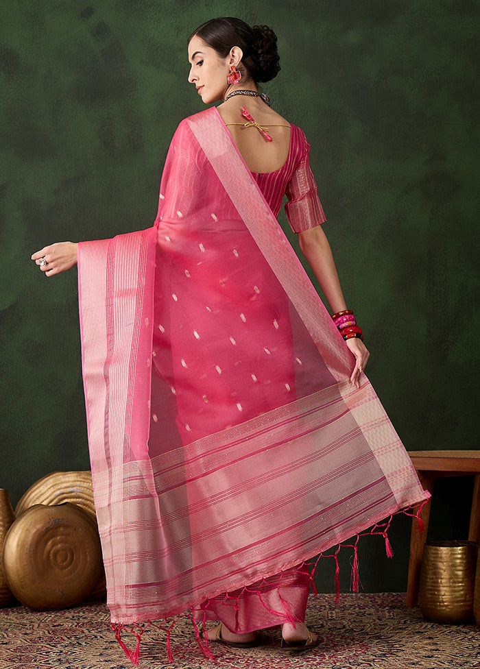 Pink Organza Saree With Blouse Piece Buy Cheap Choice