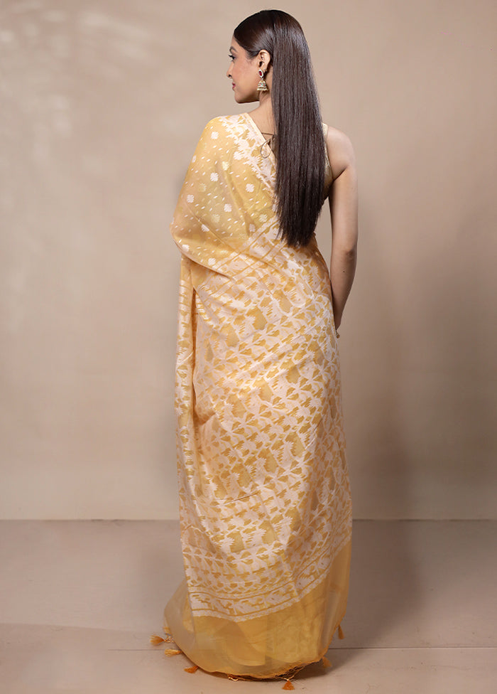 Yellow Kora Silk Saree With Blouse Piece Looking For Online